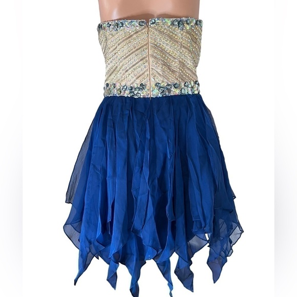 SHERRI Hill Strapless Front Corset Sequins HCO Royal Blue Dress - Picture 2 of 10